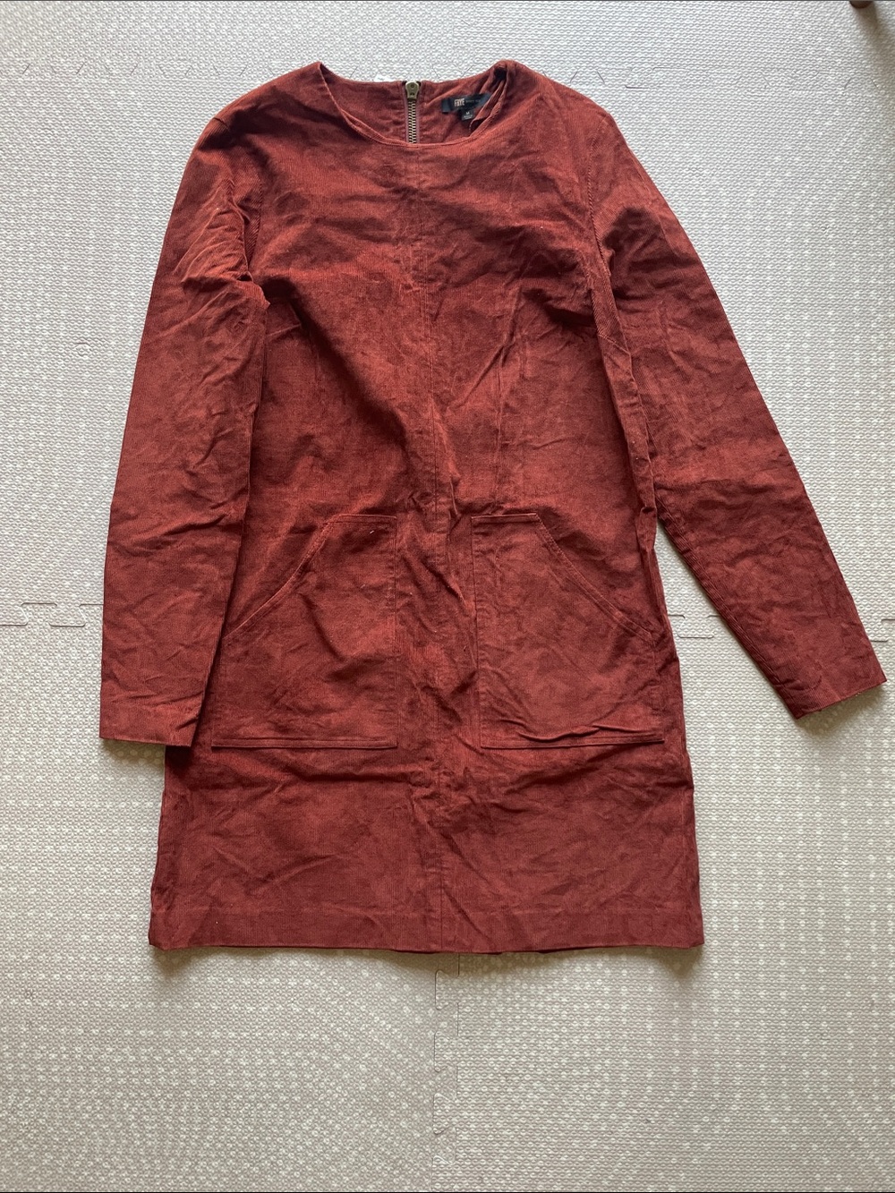 FRYE Women’s Rust Corduroy Long Sleeve Shift Dress With Back Zipper Size Medium